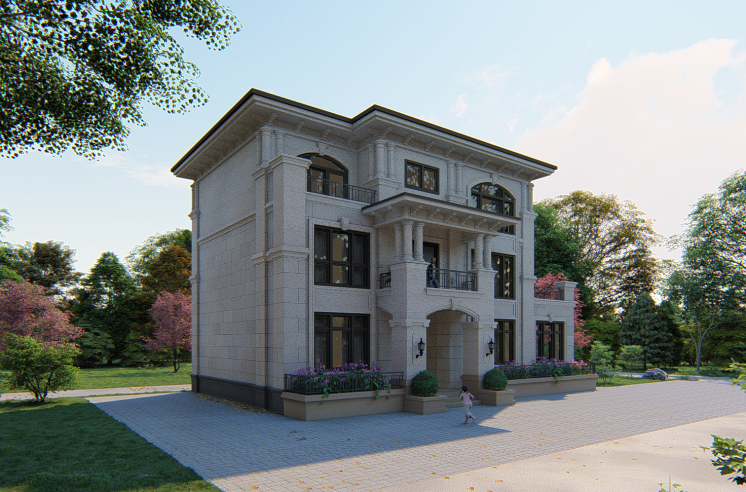 四川凉山三层欧式别墅 土建造价参考68.6万,面宽18m×进深11.4m