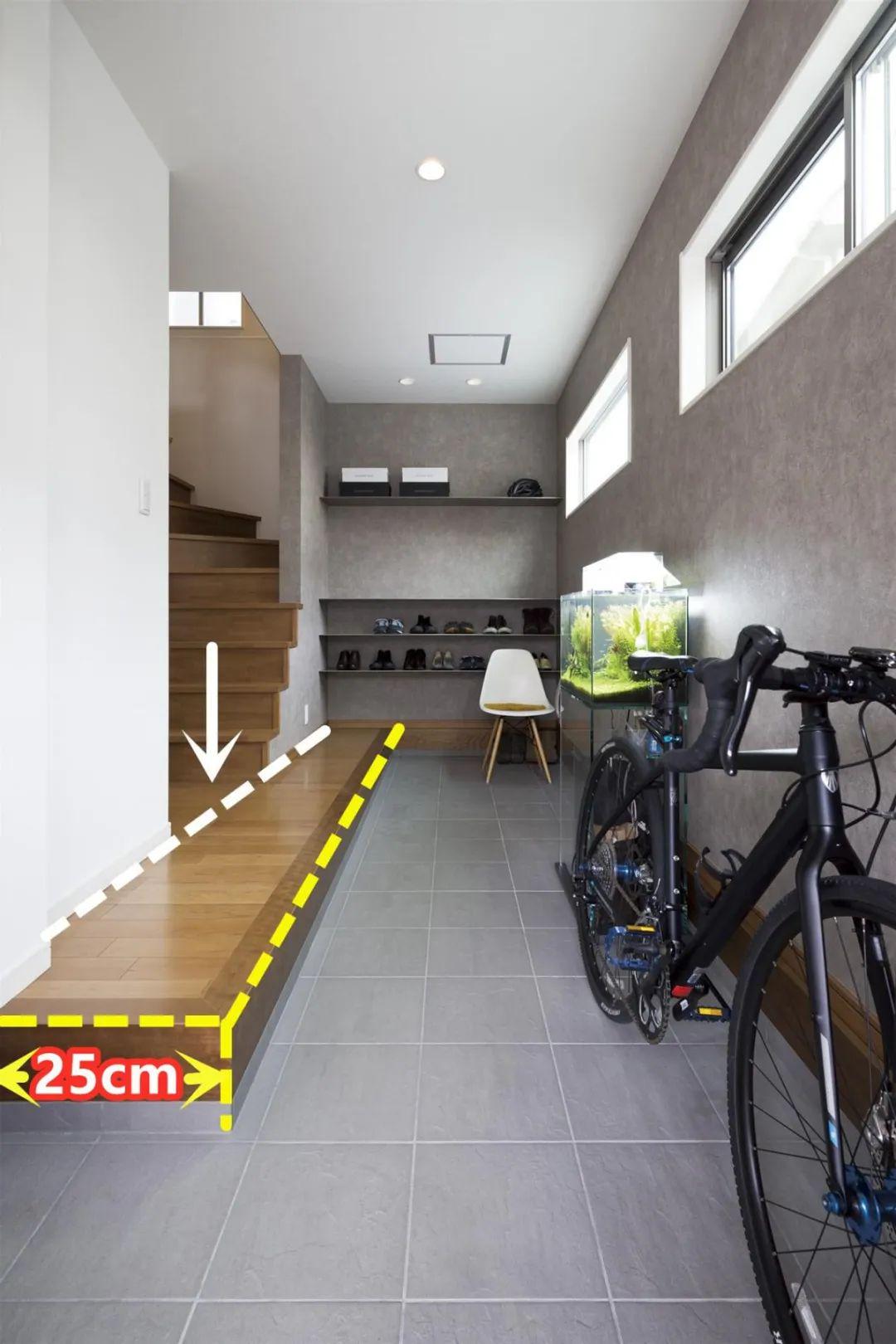 别搞错了，日本玄关真正好用的并非下沉，而是做地台外延25公分