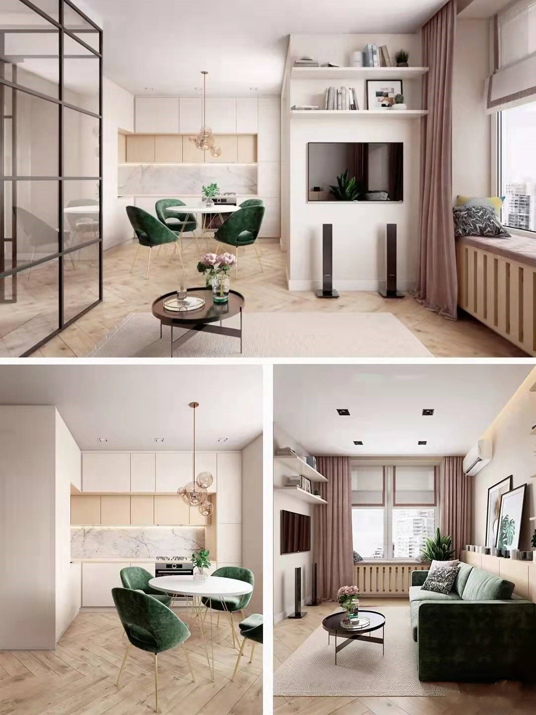 45平方二手房改造，巧用玻璃隔断多出一间房