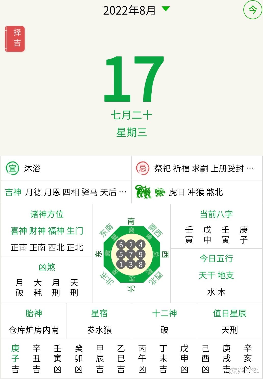 今日运势|黄历查询今日运势 七月二十 宜忌择日吉时 万年历2022年8月17日