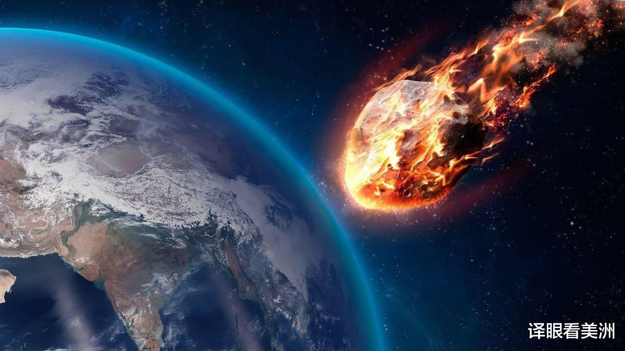流星撞地球,绿色和蓝色火焰耀眼,燃烧分解坠地面,现场壮观