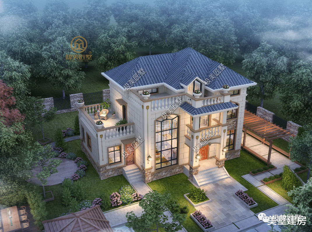 有偏房的三层设计,厨房还有土灶,农村建一栋再好不过