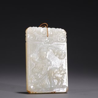 |旧藏·老和田玉福寿童子玉牌