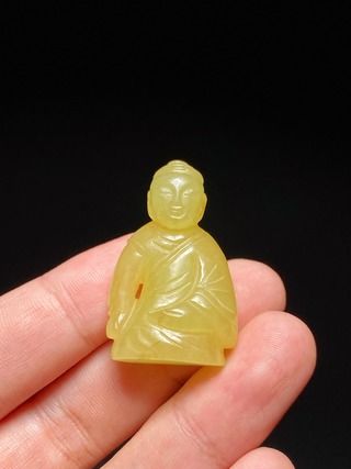 |清 和田玉 黄玉 玉人 挂件 把件