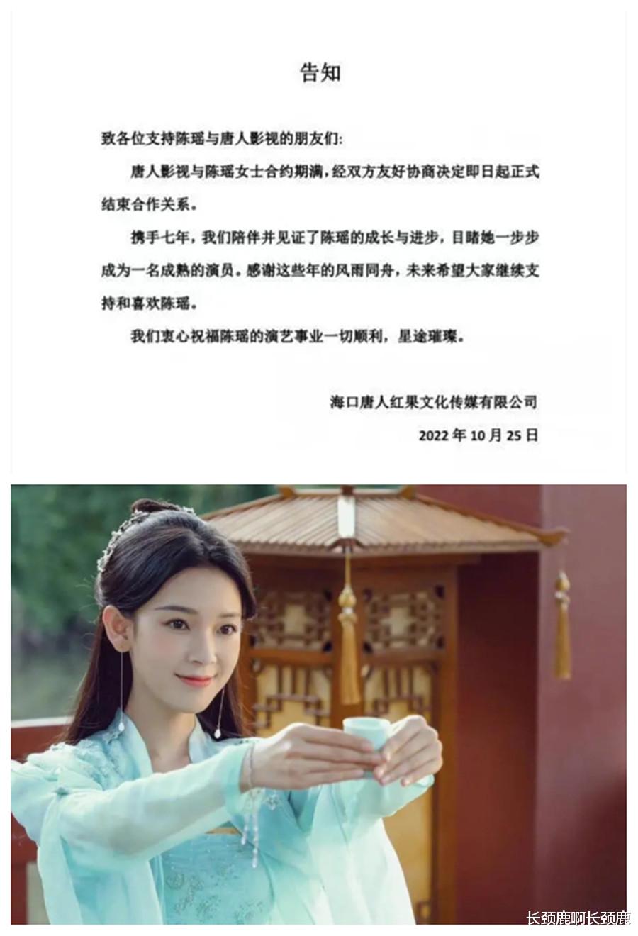 陈瑶|继刘诗诗,金晨,娜扎后,陈瑶也宣布不再续约,唐人真的留不住人