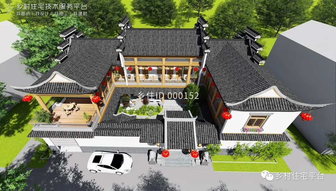 乡住免费图纸建筑面积584㎡ 面宽25m进深15m江西吉安二层徽派别墅