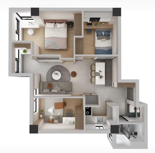 56平米老破小,爆改小三居。