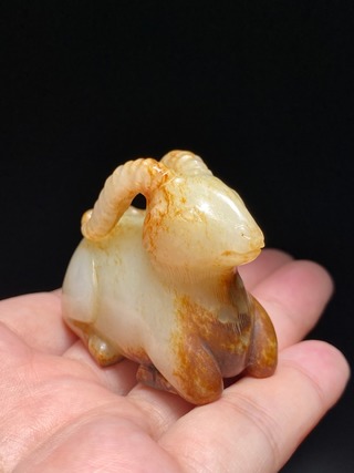 和田玉籽料|明以前 和田玉籽料 白玉 玉卧羊 玉羊 把件