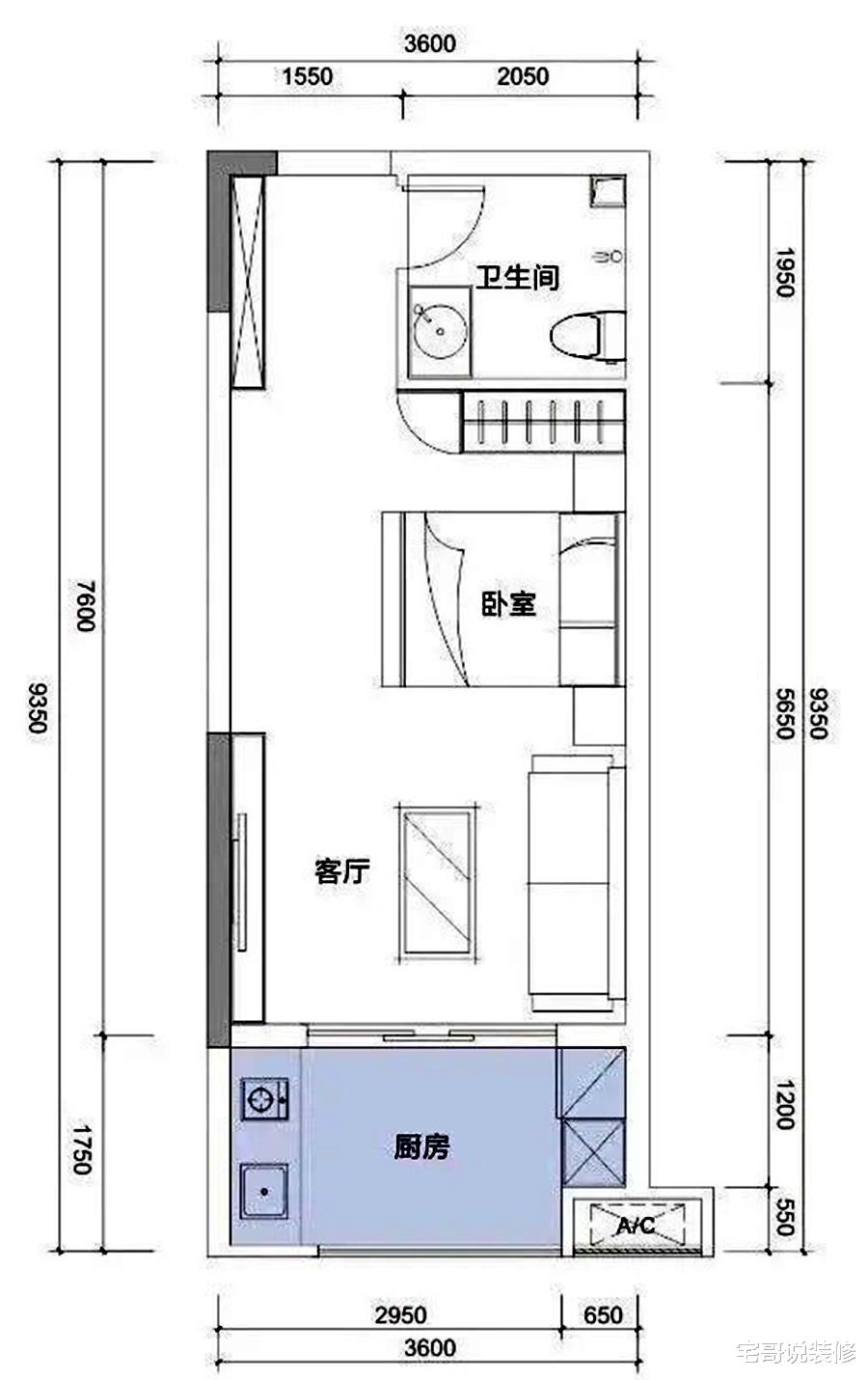 90后女孩37㎡小家火了，厨房在阳台，客厅与卧室共用，安全感爆棚