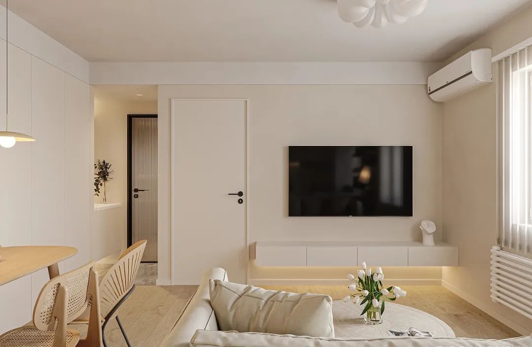 菡萏怡景装饰 | 奶油色系的日式风,这样的开放式客餐厨设计,好看不翻车!