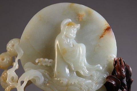 |清 和田玉月下仙人摆件
