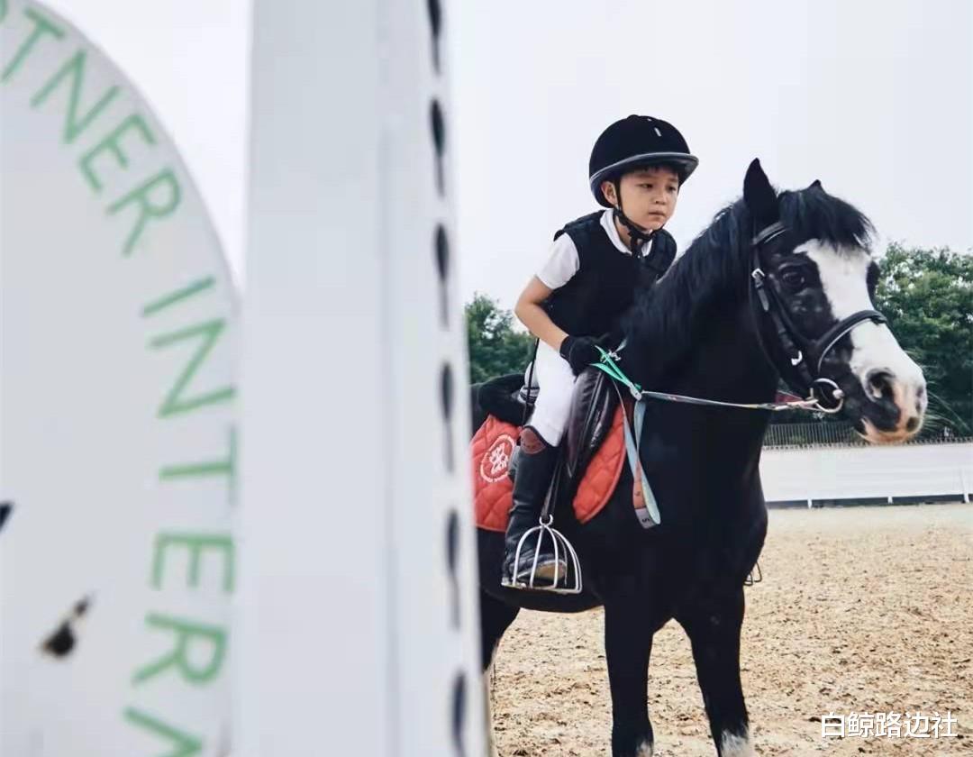 大麟子|邓莎8岁儿子骑马！大麟子马术娴熟气质酷，五官和妈妈似复制粘贴