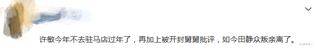 众叛亲离？田静遭舅舅训斥，许敏拒到驻马店过年，网友说句公道话