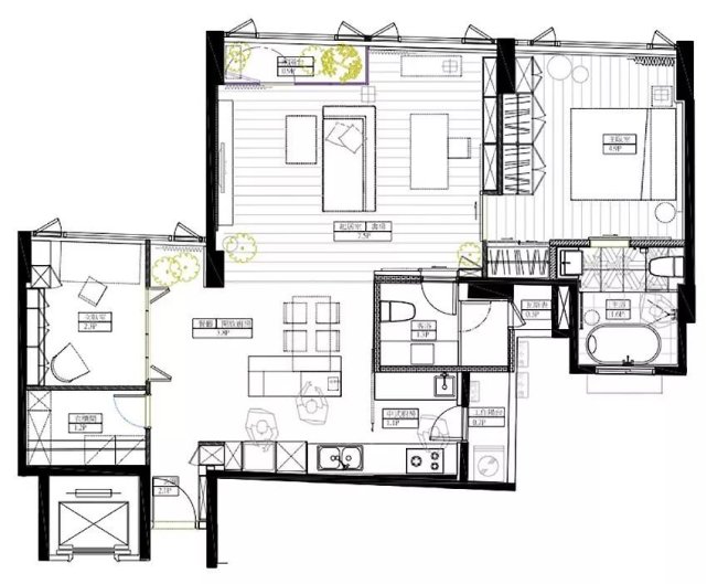 93㎡现代简约,阳台的清新,透过玻璃充满了全屋!
