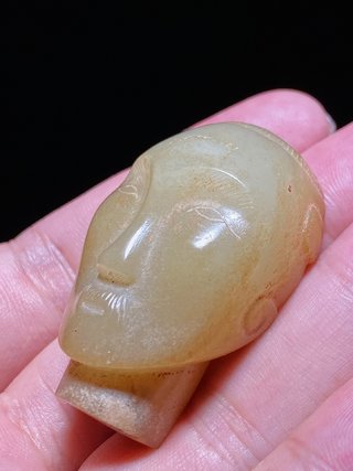 |明以前 和田玉籽料 白玉 玉人首 挂件 把件