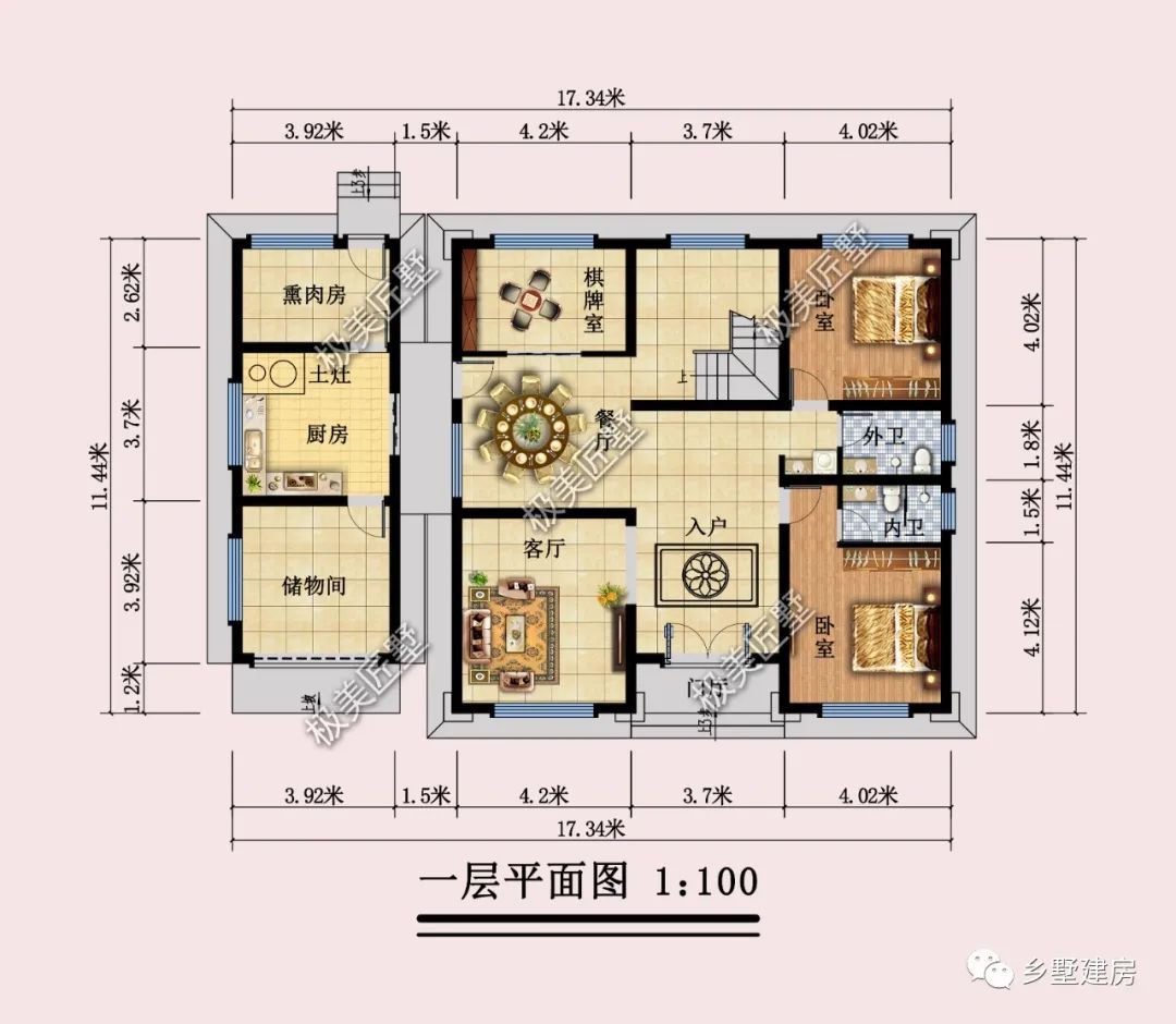 农村建房,17.34X11.44米二层简欧惊艳亮相,烹牛宰羊来相贺