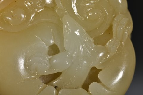 菠菜|和田玉螭龙挂件
