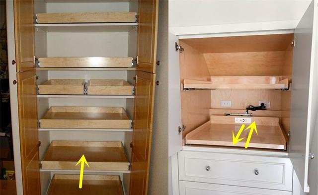 柜子可以抛弃固定式的搁板了,简单改良做抽拉设计,收纳才有保障