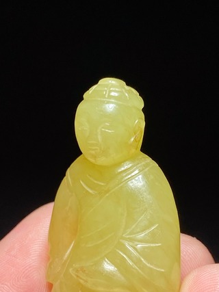 |清 和田玉 黄玉 玉人 挂件 把件