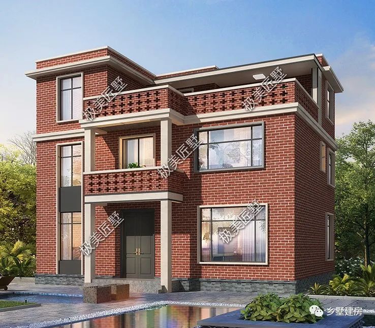 开间13米,建栋不一样的三层自建房,清水红砖独具匠心