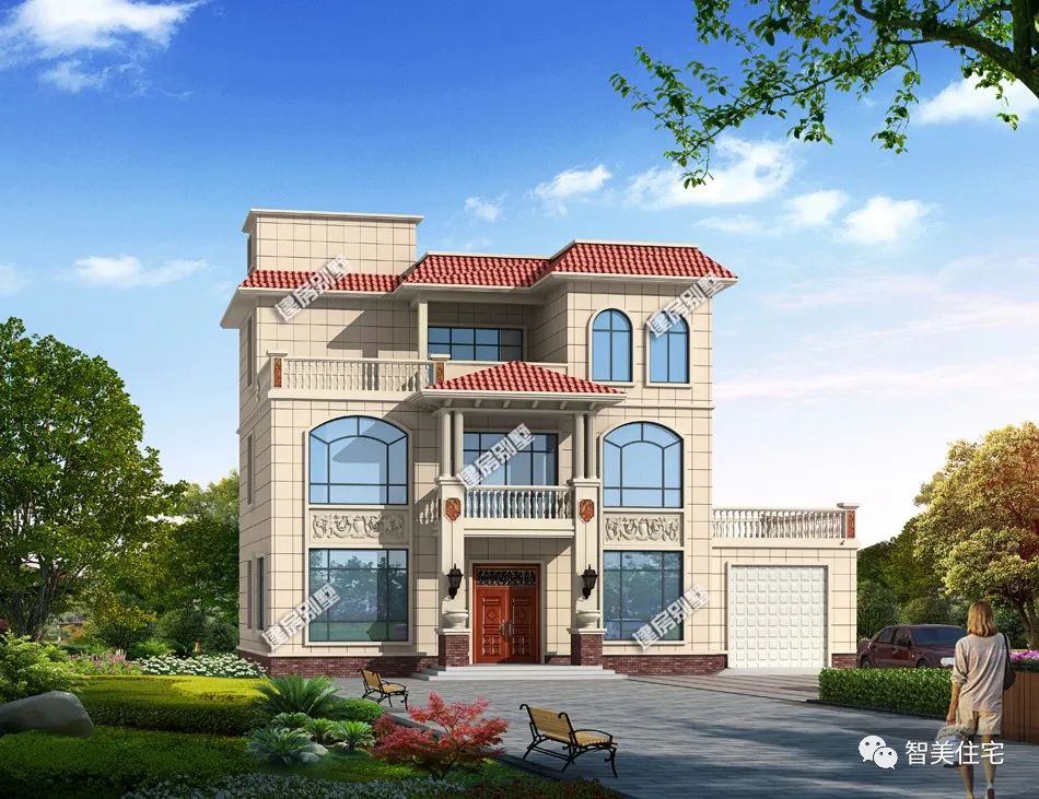 杭州|带车库和堂屋的简欧别墅,屋顶做法既省钱又美观,适合在全国推广