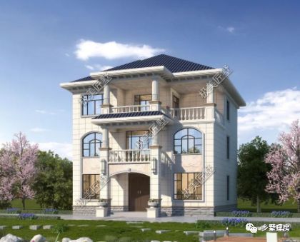 12.5X12.3米三层简欧风格别墅,让生活更有格调,回村建房首选