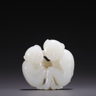 80年代|旧藏·和田玉籽料双猴雕件