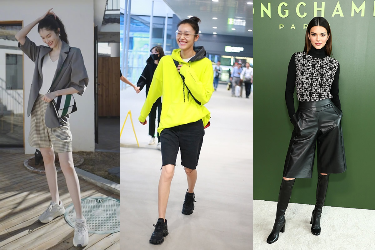 什么裤子流行？五分短裤很热门，简单大方又时尚，刘雯何穗都爱