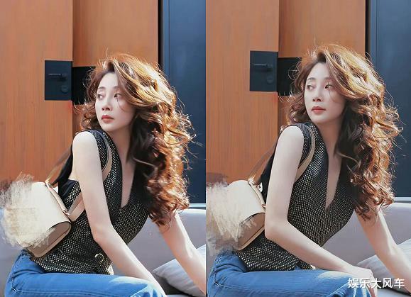 殷桃|42岁演员殷桃生图曝光，深V上衣配卷发状态好，网友：羡慕发量