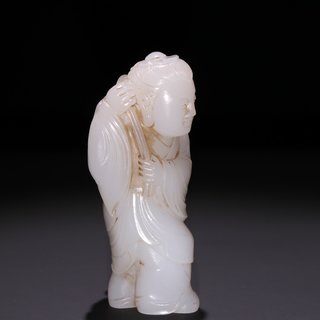 和田玉籽料|清 和田玉籽料举莲童子