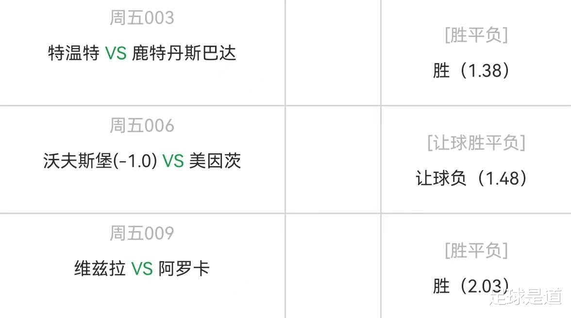 足球报|4.22周五精选高赔比赛：特温特vs鹿斯巴达+维薛拿vs阿鲁卡