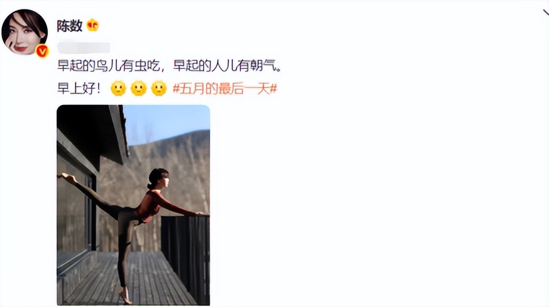 陈数|陈数在豪宅阳台光脚做瑜伽，穿紧身衣气质拔尖，45岁身材仍曼妙