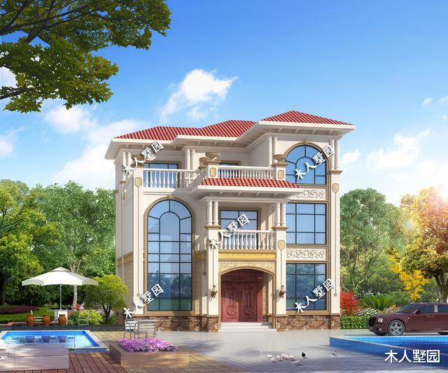 11.8×10.5米三层别墅,两侧不能开窗带个车库,这样设计很合理