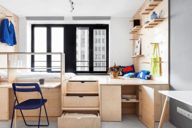 他家26㎡小宅,不买床和衣柜,卧室抬高70公分,收纳堪称模范!