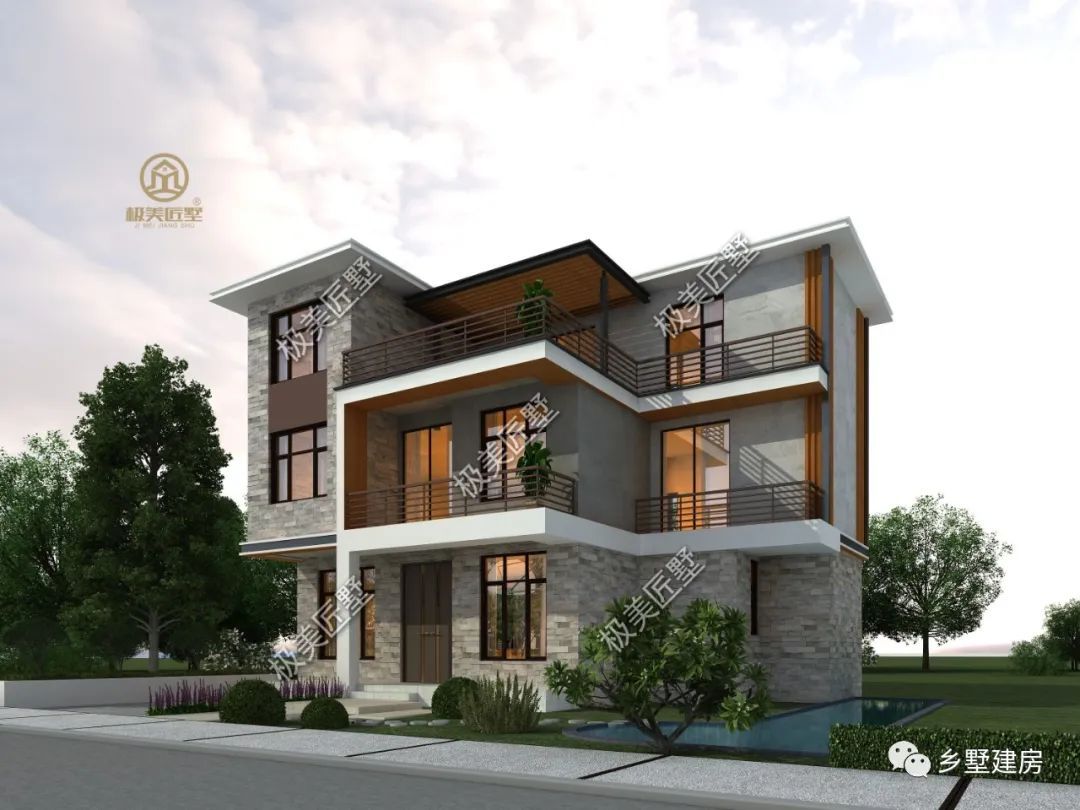 想建房但宅基地小?三层简约现代风,占地13.16X8米布局极佳