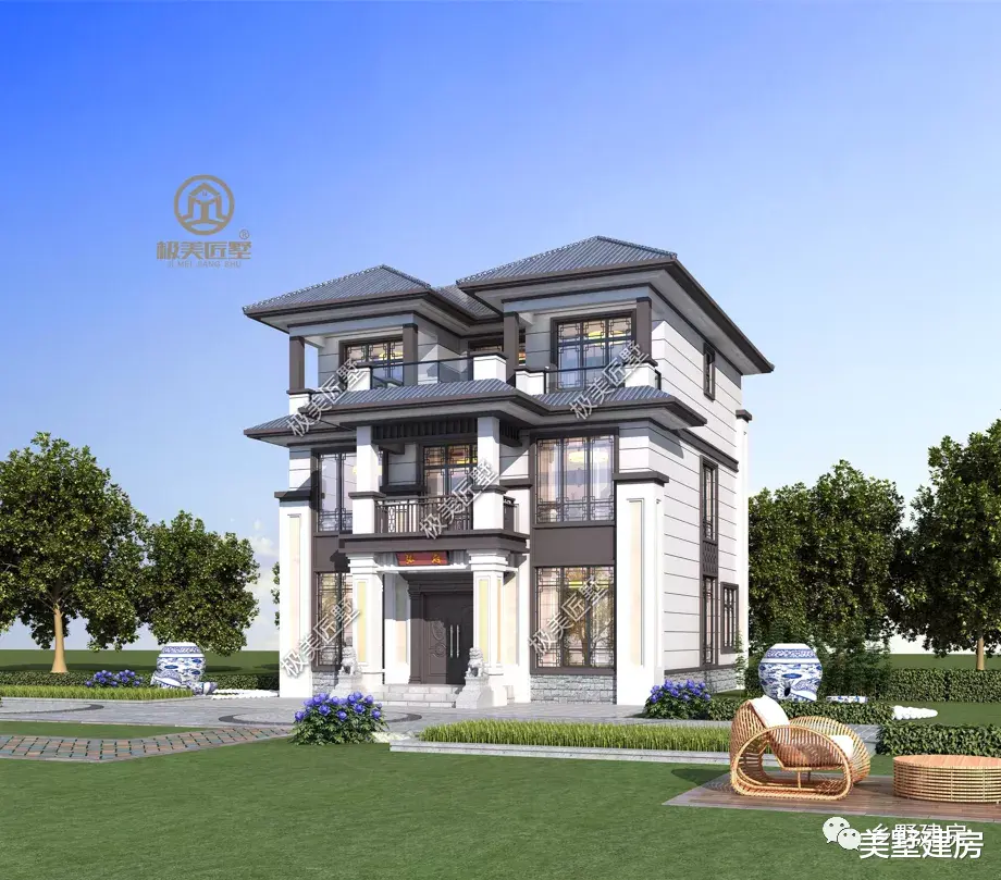 10米开间想建中式,试试对称设计,方正又大气!