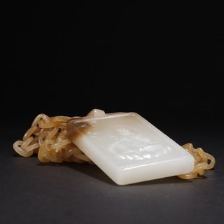 和田玉籽料|旧藏·和田玉籽料观音带链牌