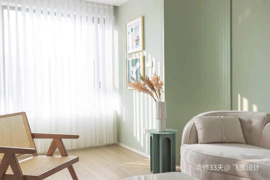 装修设计:147平清新绿色北欧三室跃层