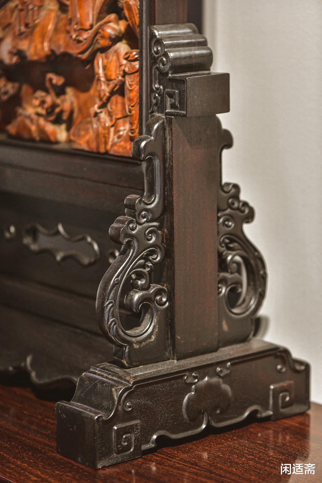 冰种翡翠|古典雅致，黄杨木衣锦还乡图，文房台屏