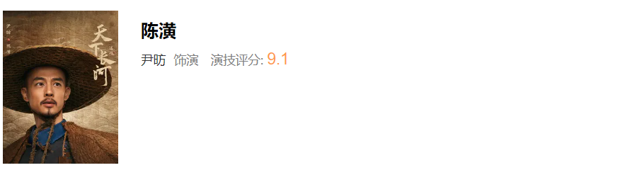 罗晋|《天下长河》,演技排名:奚美娟第五,罗晋第二,第一名演技封神