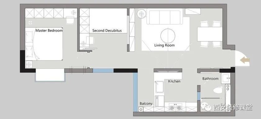 厨房|80㎡两室大改造，拯救旧房暗厅户型