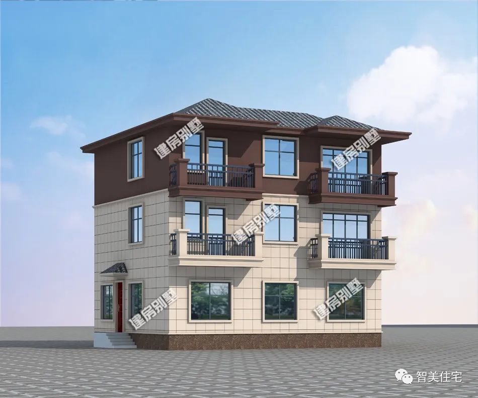 主体30万左右的新中式别墅,不用罗马柱装饰,阳台多是它的特色