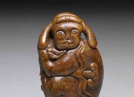 博物馆|回流 舊藏和田玉籽料“枣红皮 封侯拜相”手把件