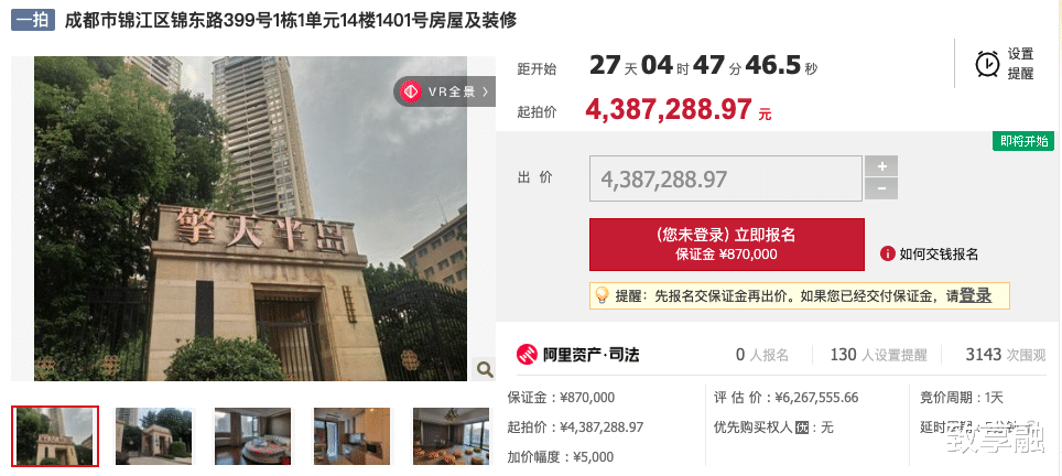 |【成都锦江区】擎天半岛两百多平精装大户型6.2折，439W起拍！