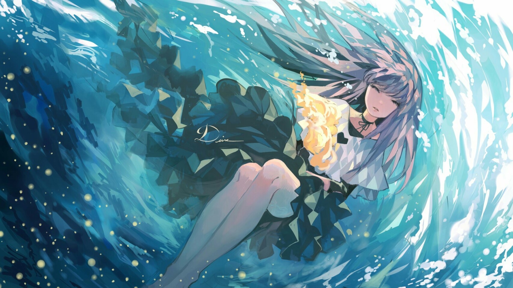 同人|风格浓郁的二次元美少女同人插画，人物就像水晶拼合似的美