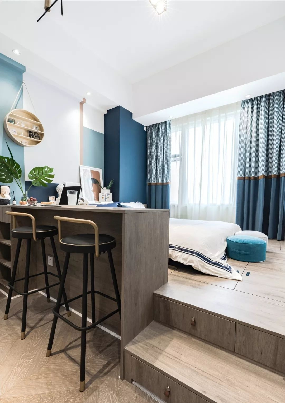 35㎡简约北欧风单身公寓,美观大气,卧室秒变休闲区