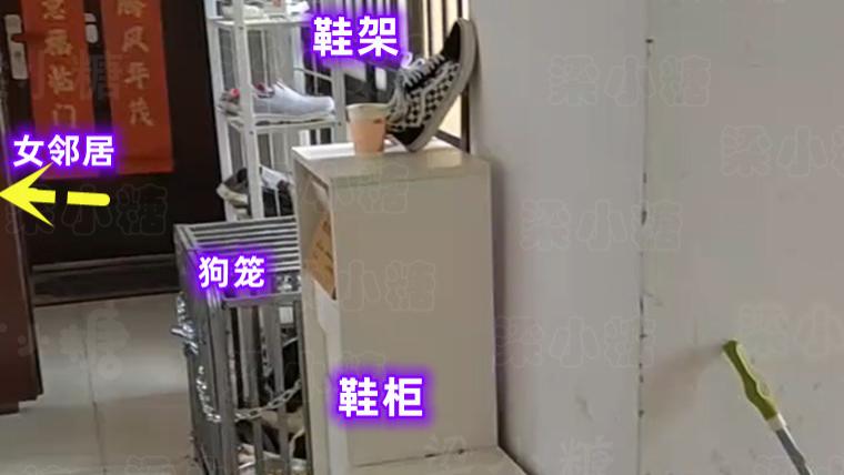 鞋柜|嚣张！男子欺负女邻居，在过道摆放狗笼和鞋柜，物业上门也被怼