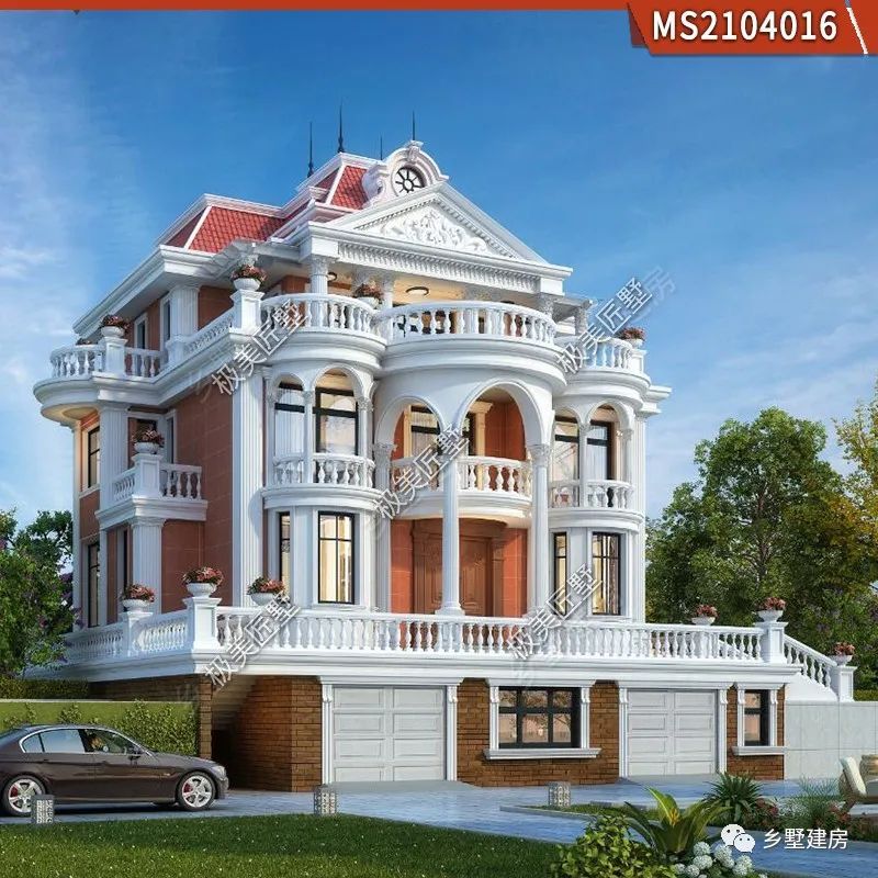 五款带车库的精美别墅效果图,人要住新家,爱车也能有新屋