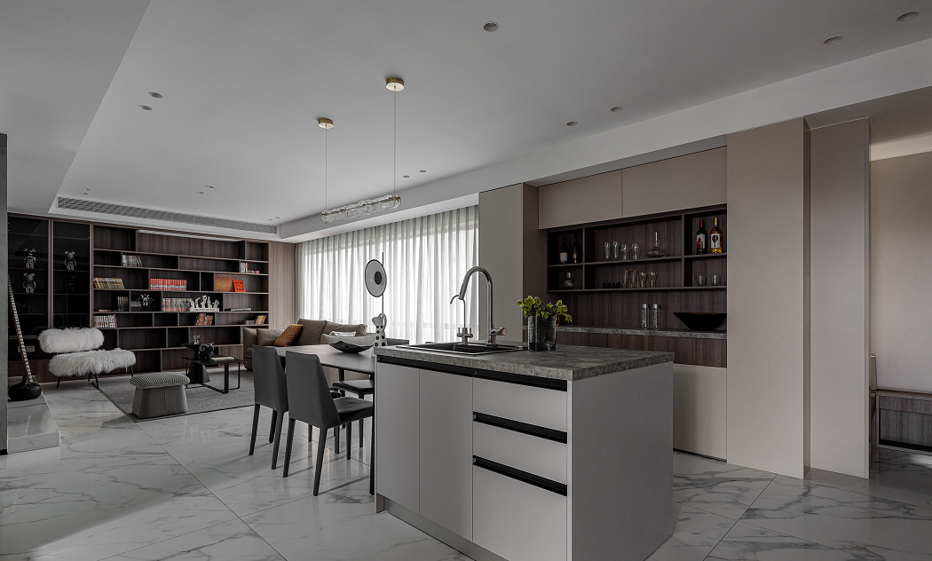 灰阶、大理石、木作:这个160m2简约现代之家,竟然可以如此酷!