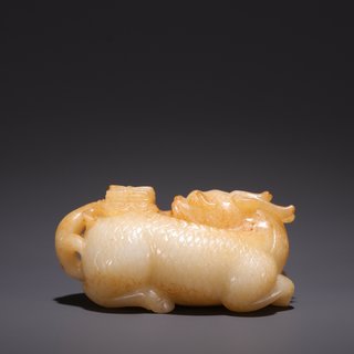 |旧藏·和田玉麒麟送书摆件